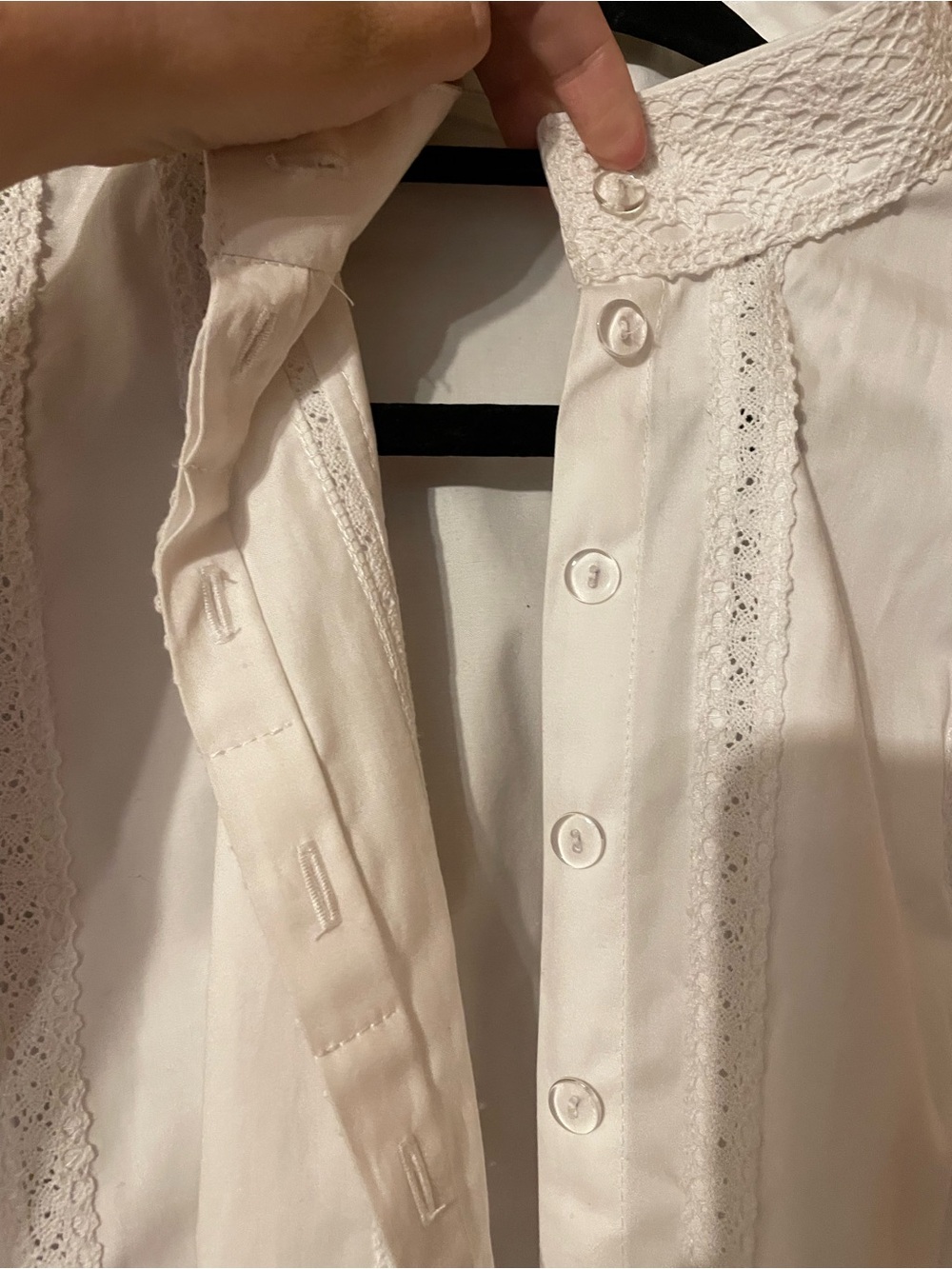Large Gibson Girl Dress White Blouse Edwardian High Neck Button Front - Picture 4 of 9
